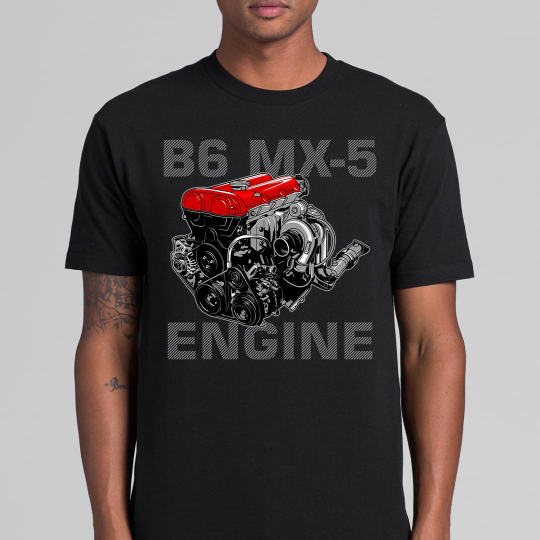 Mazda B6 Engine NB MX-5 T-Shirt Garage Speed Tee