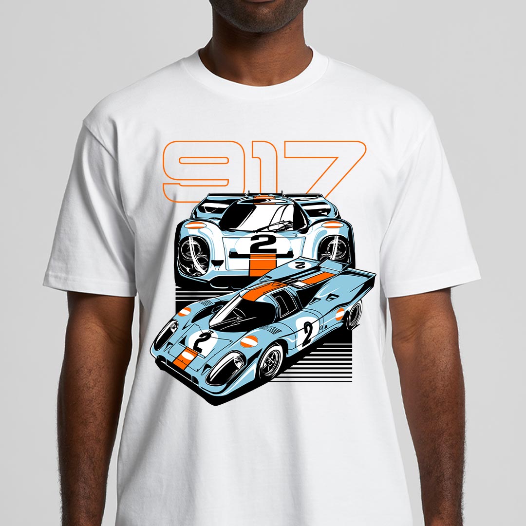 Porsche 917 White T-Shirt Garage Speed Tee